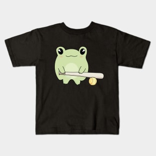 Kawaii Frog Loves Softball Kids T-Shirt